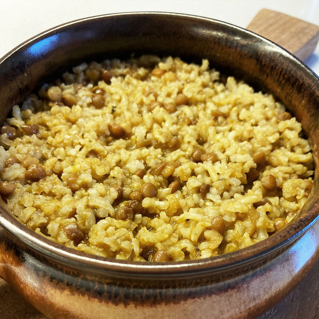 Zuppa di riso integrale e lenticchie